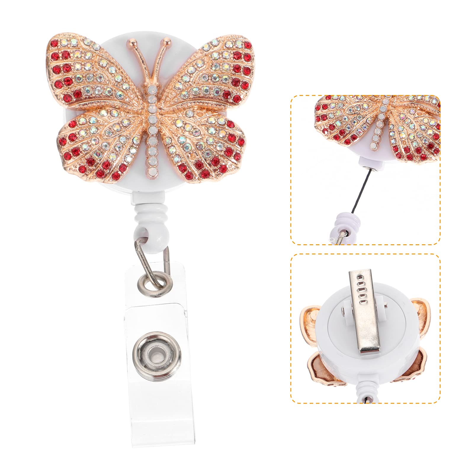 MAGICLULU 5pezzi Porta Distintivo Retrattile Con Clip Farfalla Per Tesserini e Badge Accessorio Ufficio Elegante e Pratico Facile Da Trasportare Protezione Per Id e Chiavi