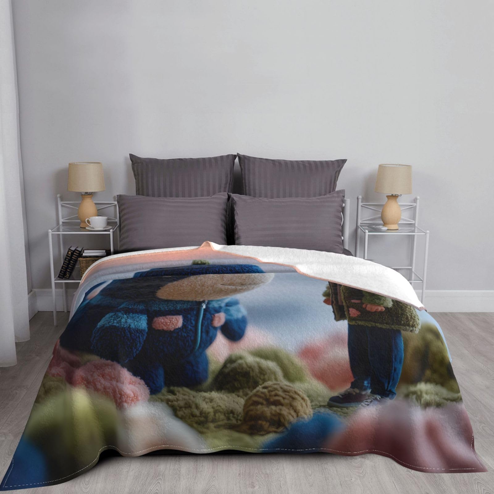 Manta de viaje portátil de 80 x 60 pulgadas, suave, resistente a las arrugas, plegable, exquisita impresión de ballena de pie