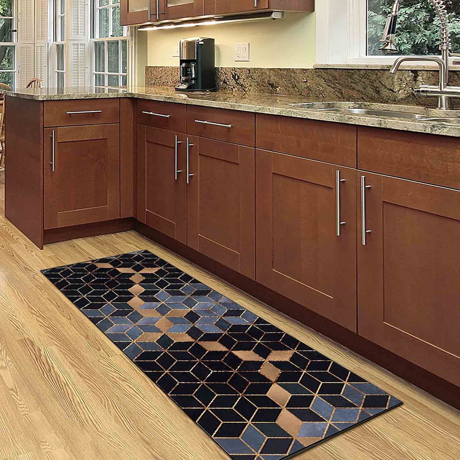 Tapis d'entrée intérieur 80x100 cm lavable et antidérapant pour sol de cuisine