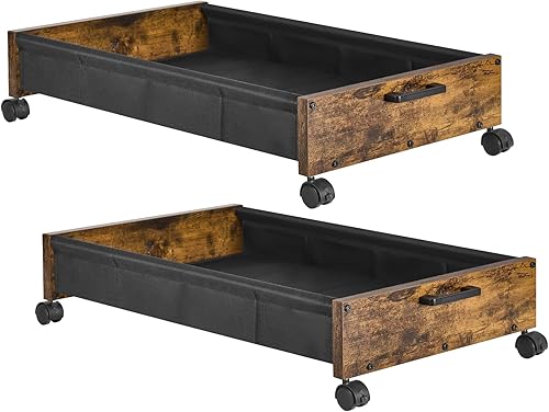 Miniatura 17 de Almacenamiento Debajo de la Cama con Ruedas, XXXXL Cajones Debajo de la Cama con Ruedas, Organizador de Zapatos de Madera Debajo de la Cama, Marrón