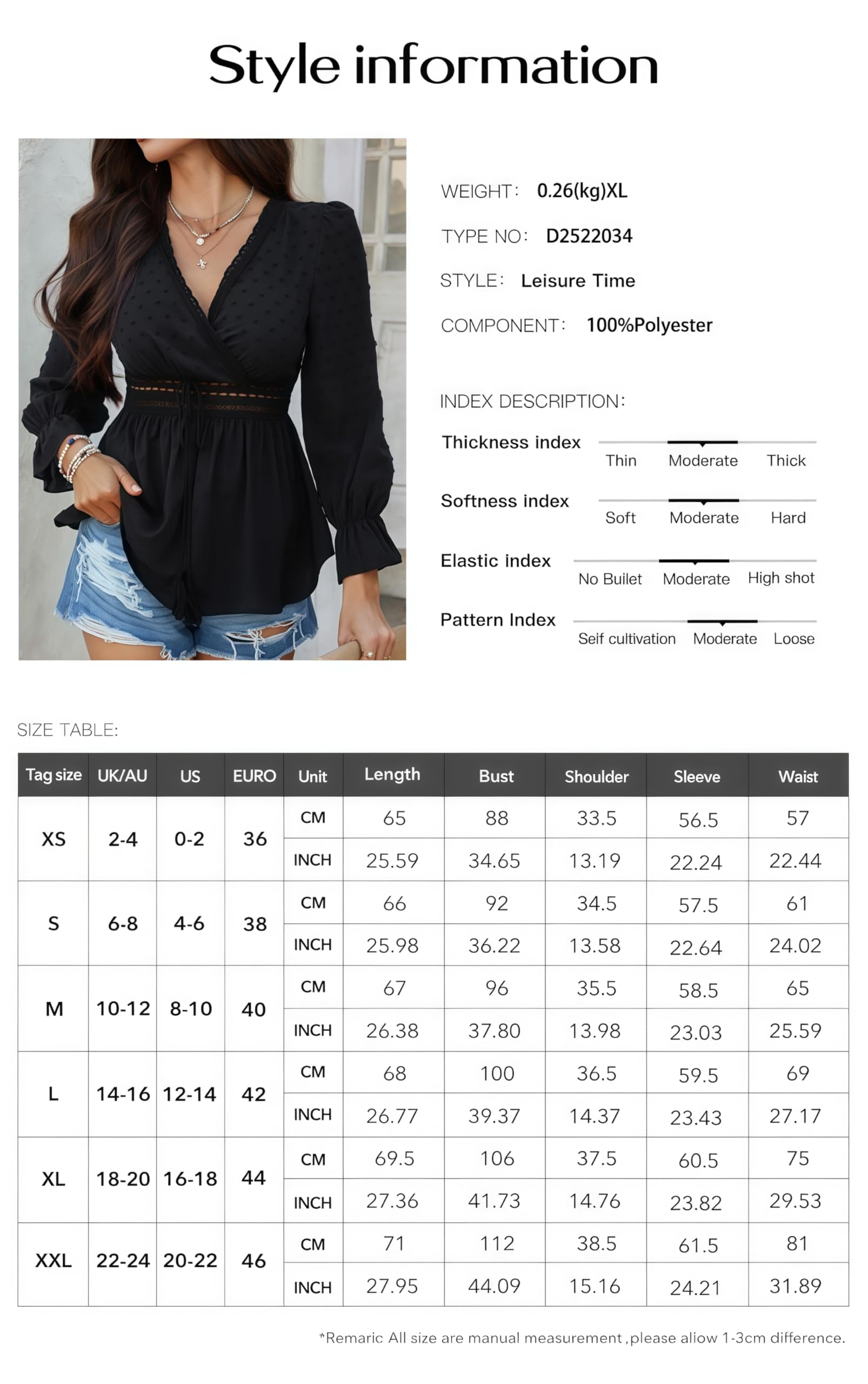 Blusas Mujer, Blusas Encaje Ganchillo Estilo Boho Mujer Manga Larga Abullonada Estilo Babydoll Lunares Suizos Cintura Ajustada Encaje Recortado Top Informal Verano Salir Túnica Citas Diarias Vacaci