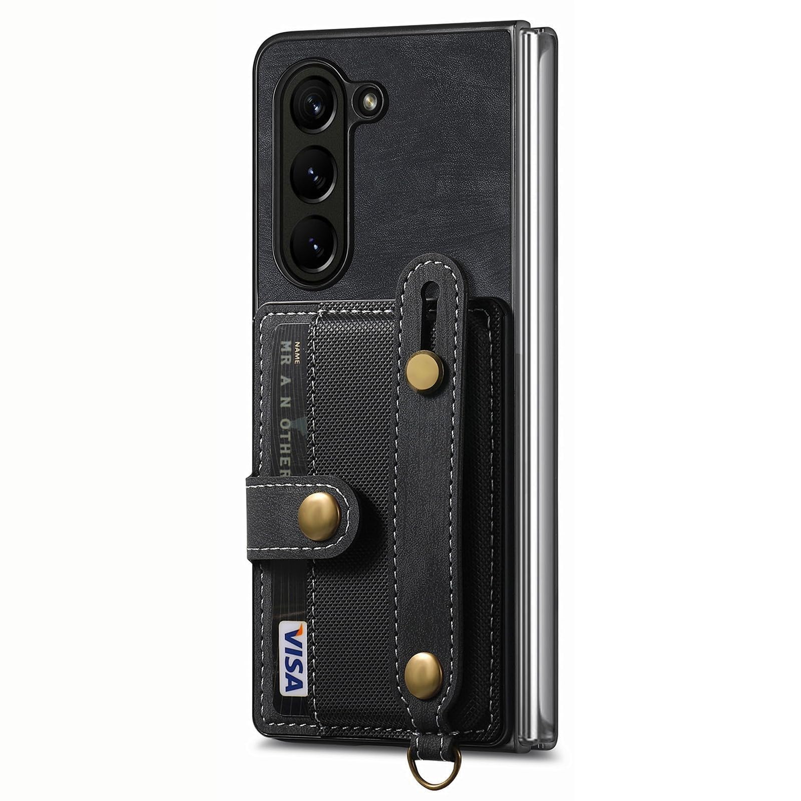 Coque Galaxy Z Fold 6 antichoc en cuir avec béquille pour le bureau