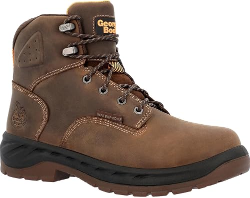 Georgia Boot OT Alloy Toe Waterproof Work Boot, Brown, Size 8.5(W)