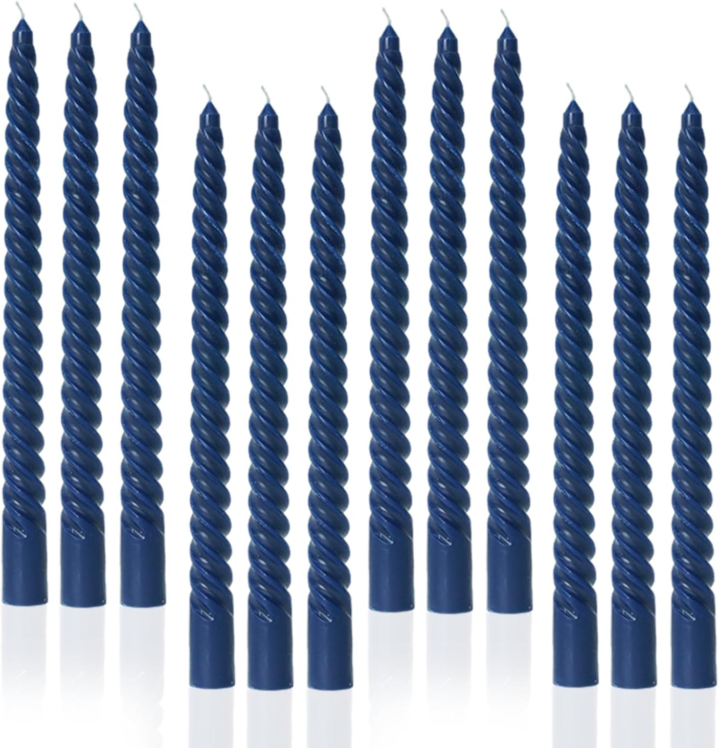Navy Spiral Taper Candle Sticks Tall Taper Unscented Candle for Holiday,Wedding and Home Decoration,10inch,12 Pack(E-Navy)