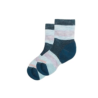 Smartwool Kids Hike Full Cushion Striped Crew (Toddler/Little Kid/Big Kid) Kids Shoes Twilight Blue