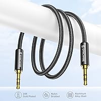 Vista 4 de Cable AUX largo Syncwire de 6.5 pies - Cable de audio auxiliar para auriculares, coche, sistemas de audio en el hogar, iPhone/iPad, iPod/Echo Dot