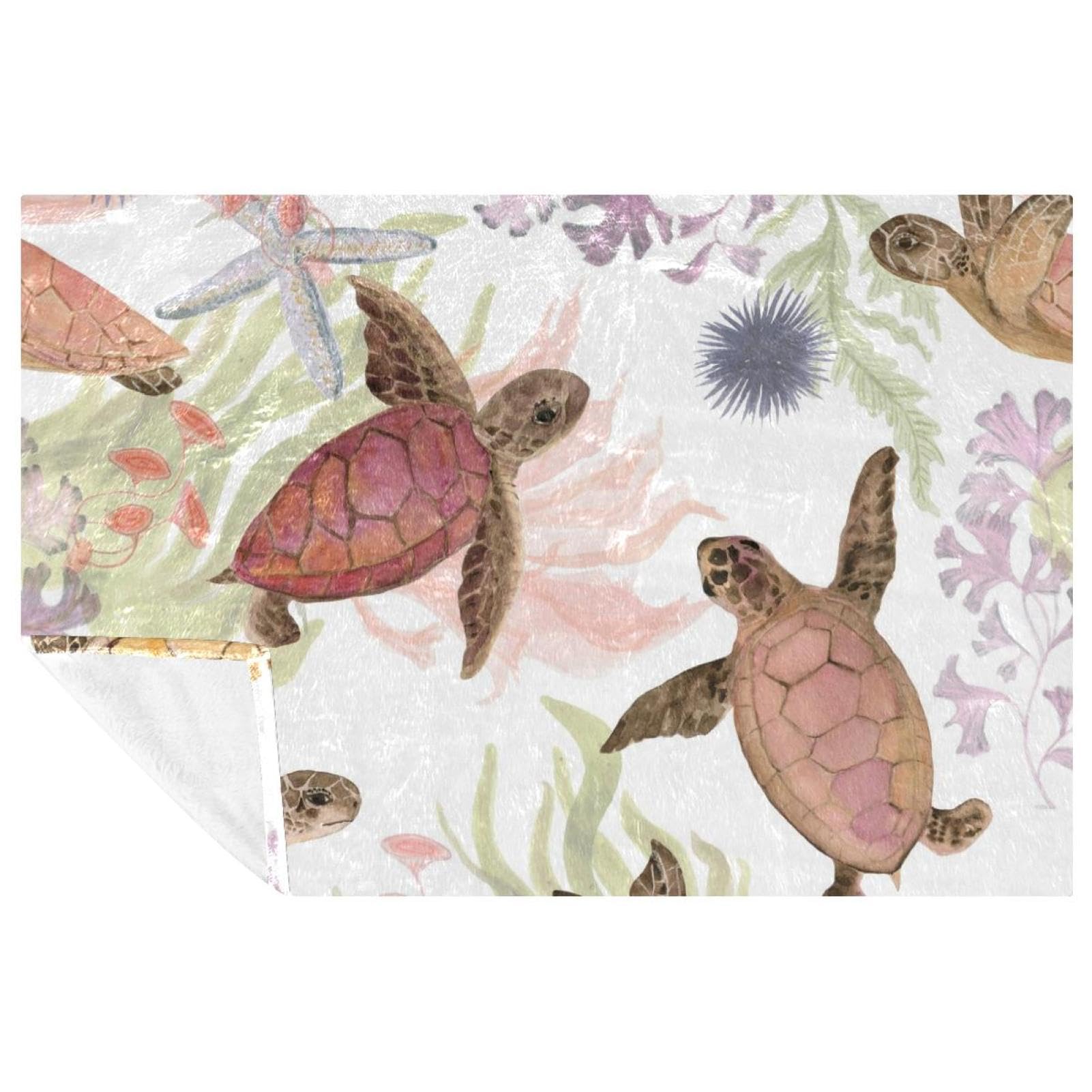 Couverture douce lit contre le froid plaid aquarelle mer 150x100