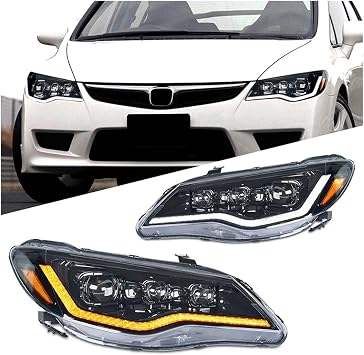 Headlight Compatible For Honda Civic 8th Gen FD1 FD2 FD3 Type R Headlights 2007-2011 LED Front Lamp Sequential Turn Acura2PCS LHD