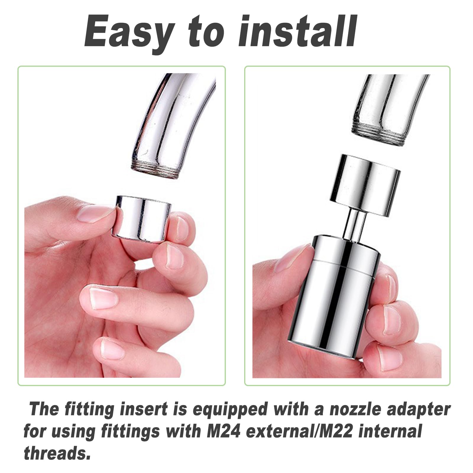 2 Stuks 360° Draaibare Waterkraanbeluchter, Messing Kraan Beluchter M22- M24, 2 Modi Waterkraanbeluchter, Kraan Opzetstuk, voor Keuken, Badkamer, Waterkraan Opzetstuk