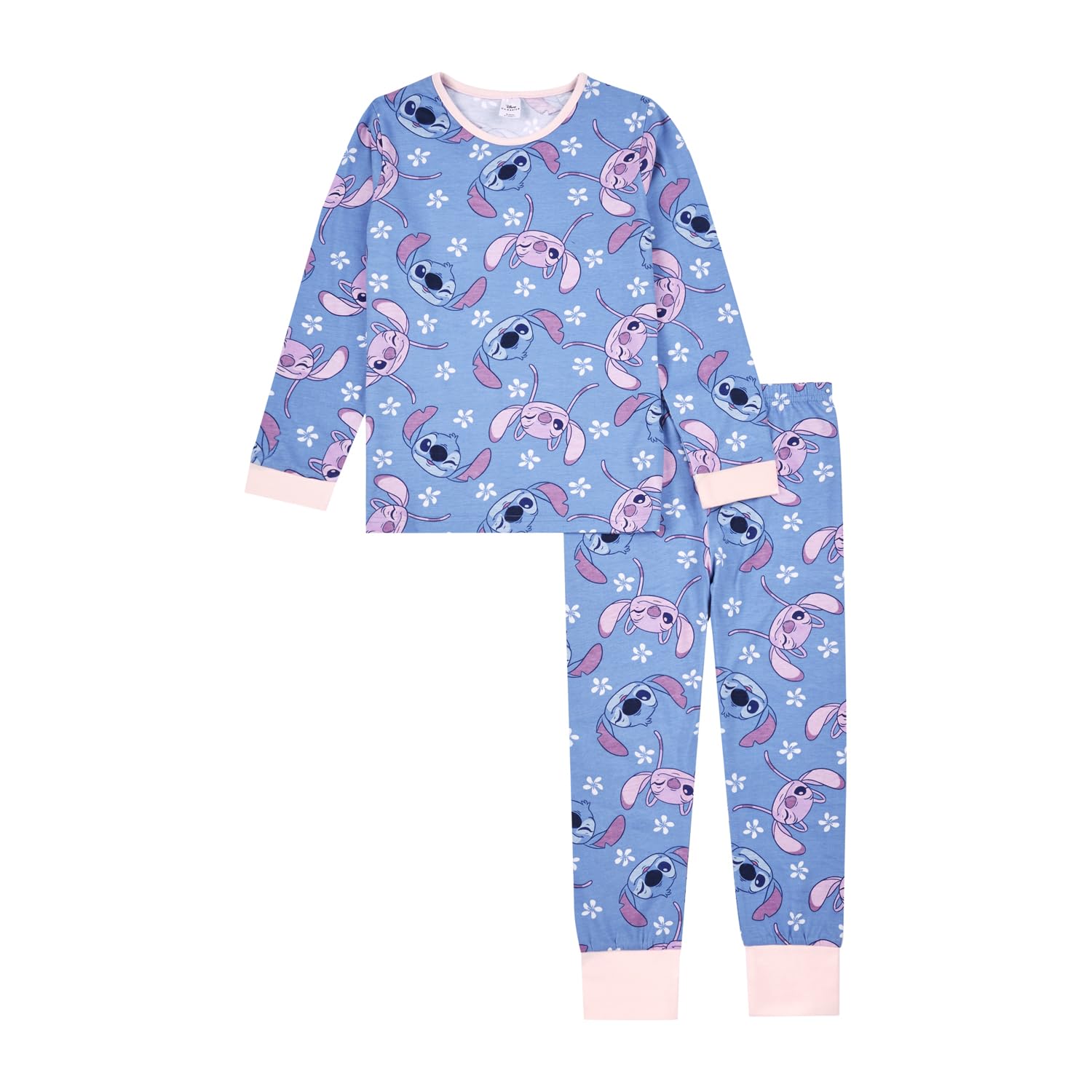 Disney Lilo & Stitch Pyjamas | Stitch Girls Pjs | Lilo & Stitch Gifts | Stitch & Angel 100% Cotton Pj Set | Official Nightwear Sleepwear Merchandise - 9-10 Years Lilac