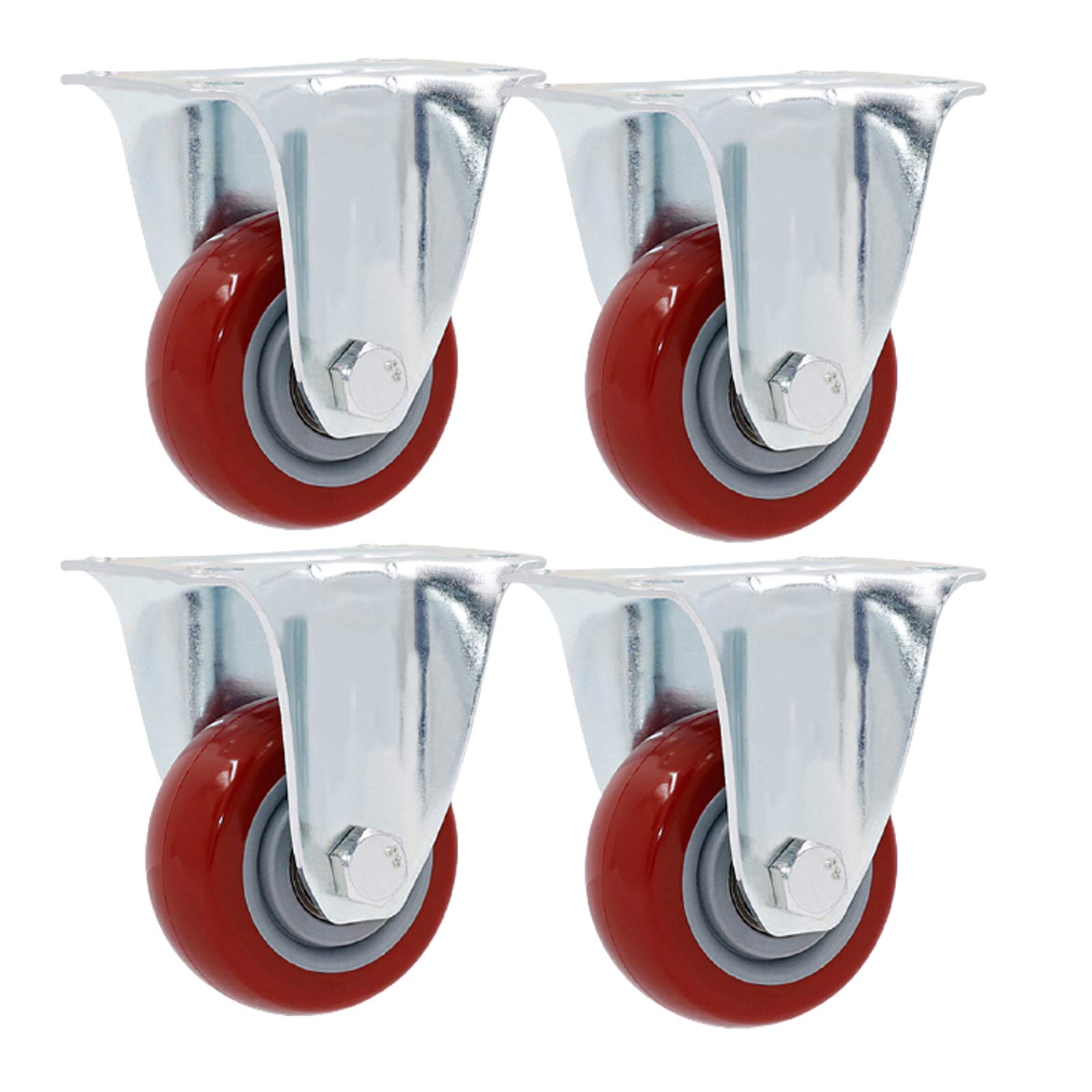 GYRAZXS 4 x Heavy-Duty Swivel Cs with Dual Bearings 75mm Polyurethane Wheels Replacement Plates for Trolley Carts Furniture Rollers for Easy Mobility