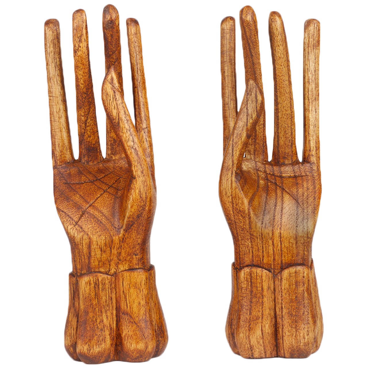Tokoindah Art-Craft Ringhand Paar aus Pinien Holz 20cm