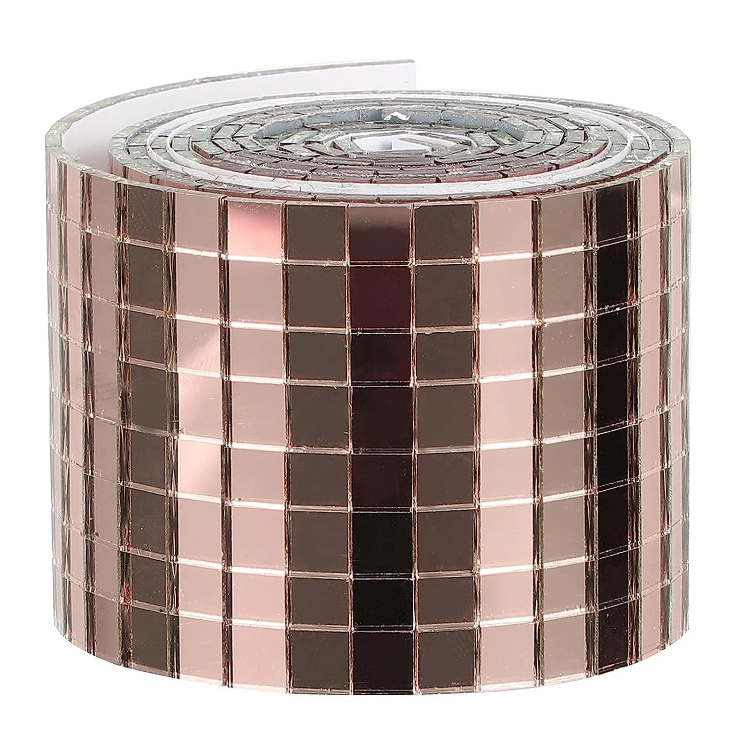 Mirror Sticker Roll - Mini Glass Roll Mirror Mosaic Tiles Wall - Crafts Mini Broken Mirror Pieces - Disco Ball Tiles - Mirror Mosaic Stickers for DIY Craft Decoration (Rose Gold, 1)