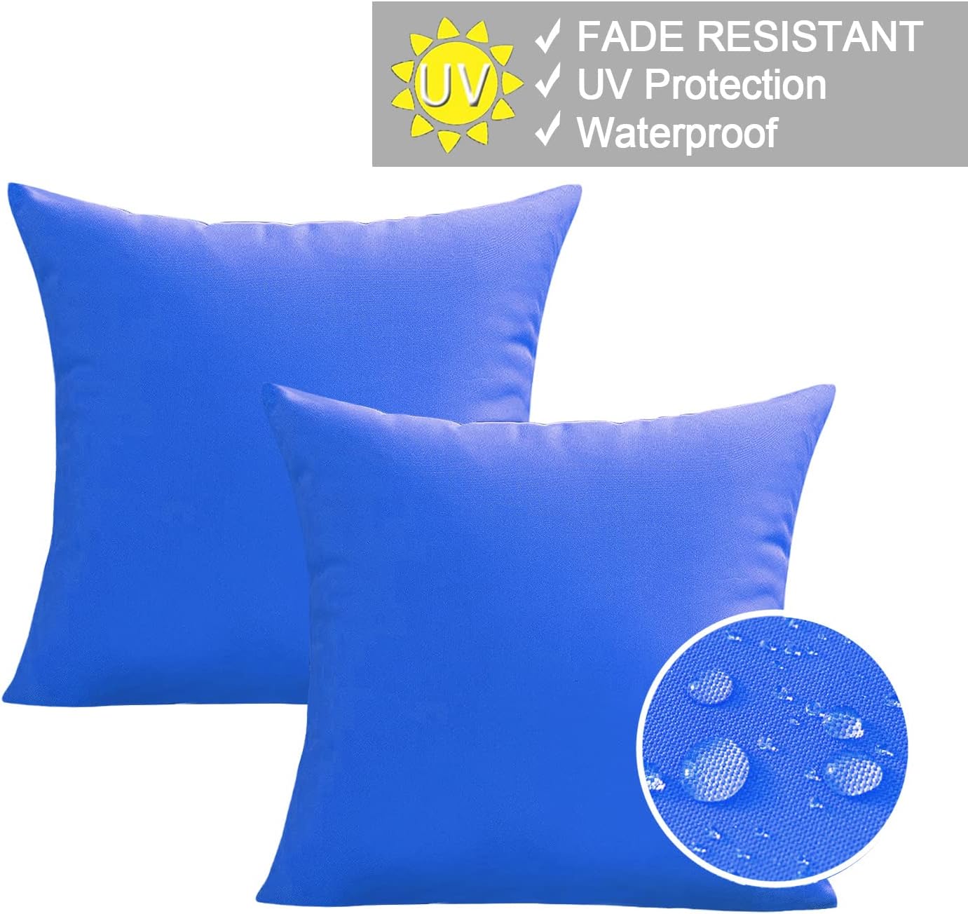 VAKADO Outdoor Waterproof Throw Pillow Covers 26X26 Set of 2 Decorative Blue Patio Furniture Cushion Cases Outside Decor for Couch Garden Bench Porch