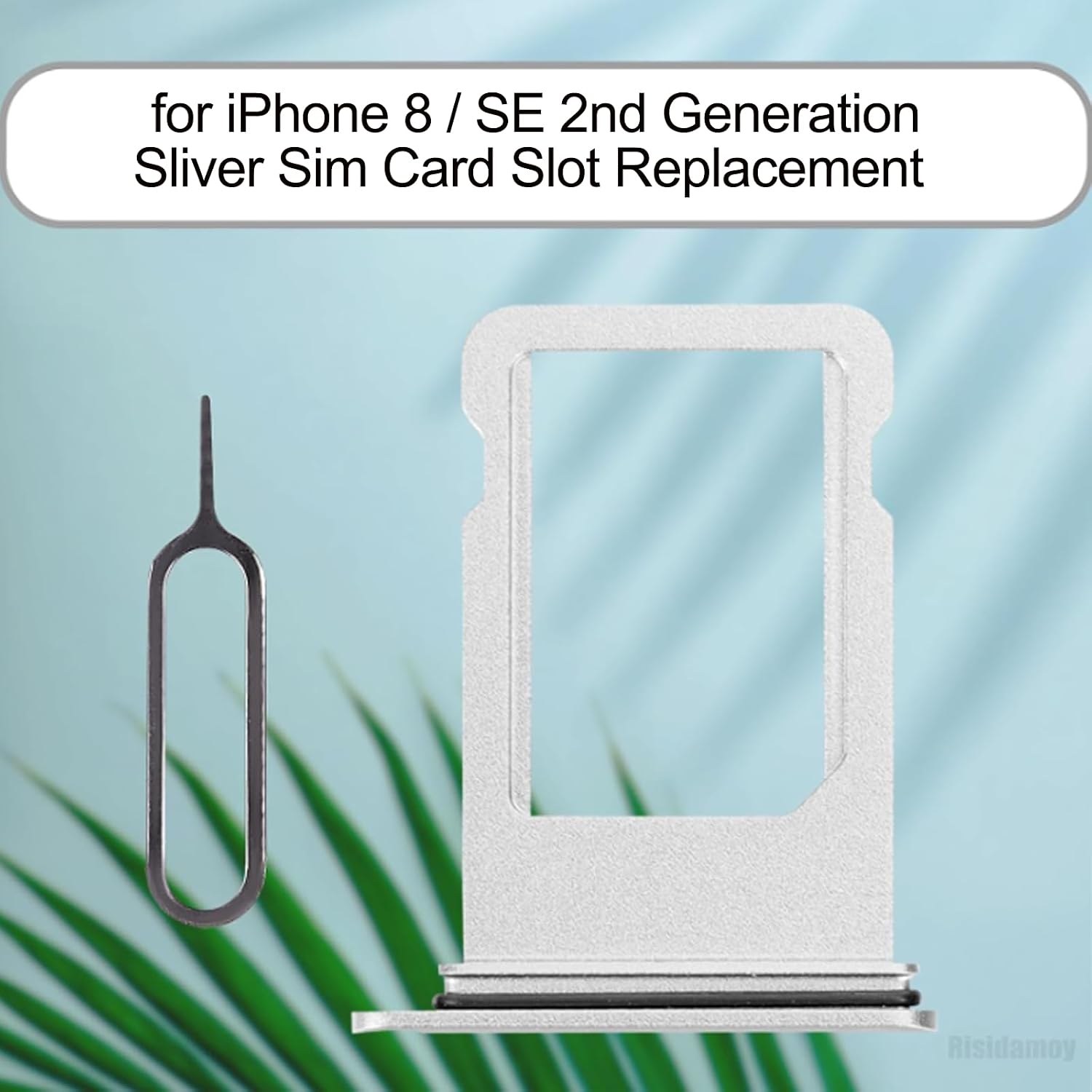 for iPhone 8 SE 2nd Generation Silver Single SIM Card Tray Slot | Single SIM Card Tray Holder Adapter with SIM Ejector for iPhone SE 2nd Gen 2020 SE2 A1863 A1905 A1906 A2275 A2296 A2298