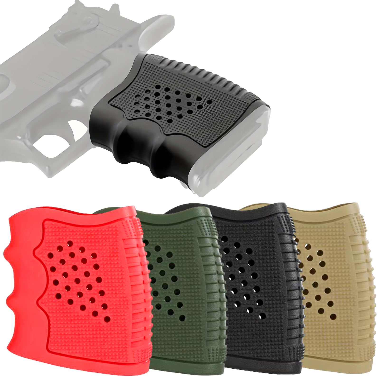 HEKAGURA 4 Pack Tactical Rubber Grips Glove Sleeve Slip-On Ventilated Grip Grips for Glock Glock 17 19 19x 20 21 22 23 25 31 32 34 35 37 38 41 43x 44 45 48 : Sports & Outdoors