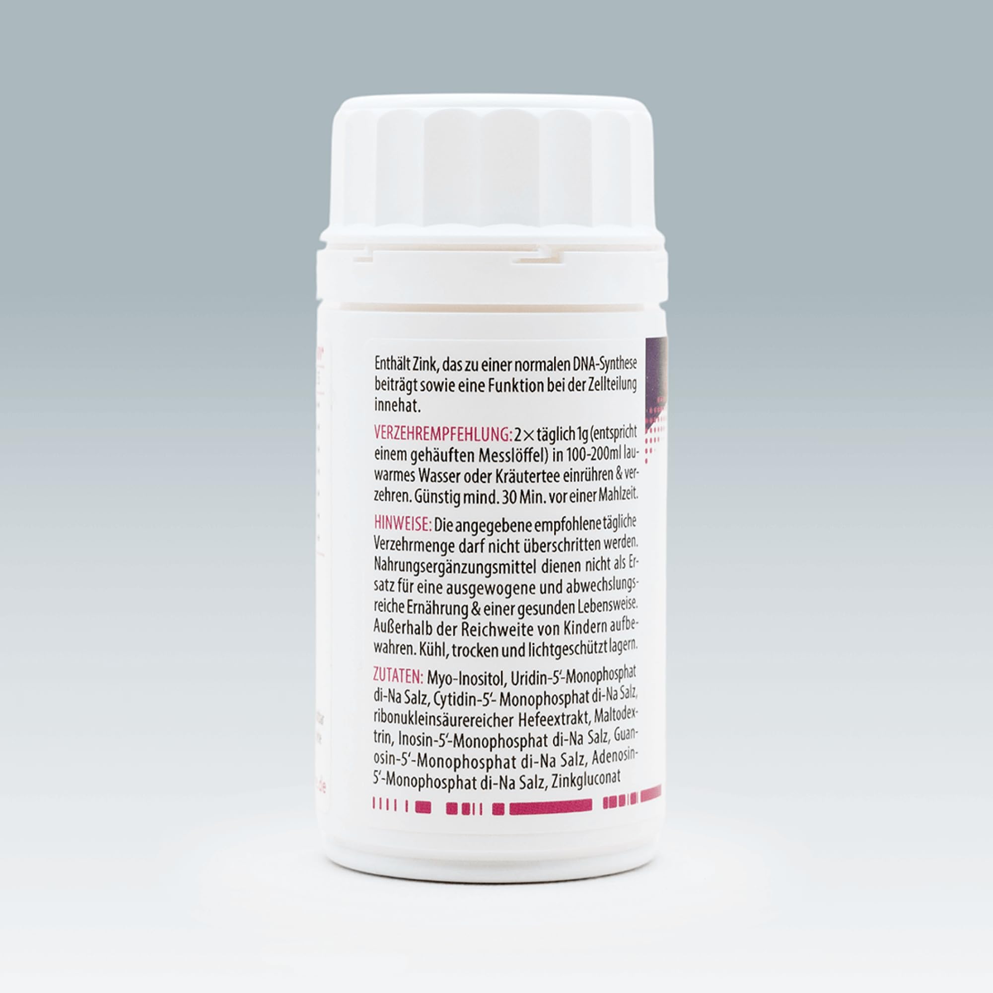 MITOcare Nukleotide Pulver - Zink hilft bei der Zellteilung, was sich positiv auf die Fruchbarkeit auswirken kann - Kann die DNA-Synthese und den Stoffwechsel anregen - In praktischer Pulverform