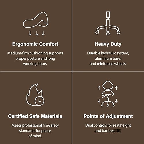 Miniatura 8 de Taburete giratorio neumático con respaldo para clínica higiénica, spa, masaje, hogar y oficina, 510 KOA (vainilla)