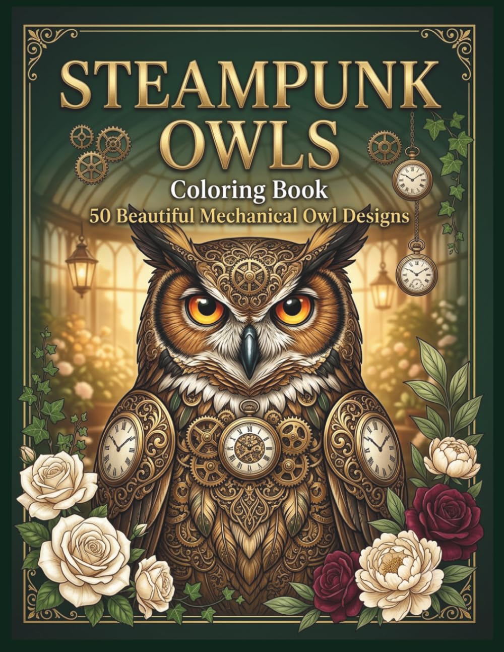 STEAMPUNK OWLS Coloring Book: 50 Mechanical Owl Designs (Steampunk Coloring Book Collection)