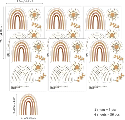 Miniatura 9 de QUCHENG Calcomanías de pared bohemias para dormitorio de niñas, calcomanías de pared extraíbles para habitación de niños, decoración de habitación