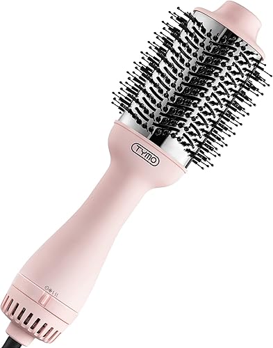 TYMO Pink Volumizer Hair Dryer Brush with Titanium Barrel, 1200W, 3 Speeds, Nylon Bristles, Ionic Technology, Salon Long-lasting Hairstyles, Hot Air
