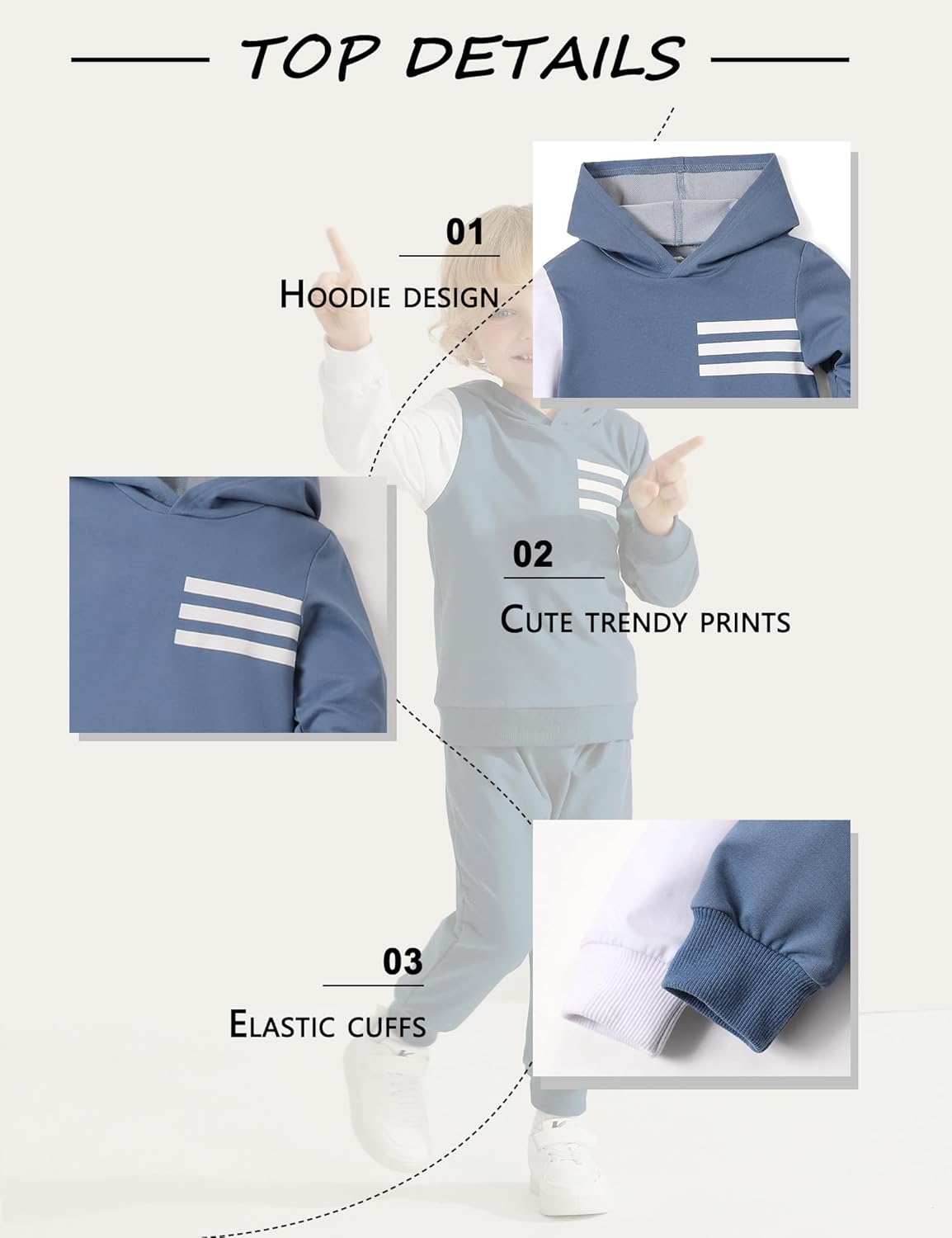 Toddler Boy Clothes Long Sleeve Hoodie Sweatsuits Tops and Pants 2Pcs Boys Fall Winter Outfits Set - Image 5