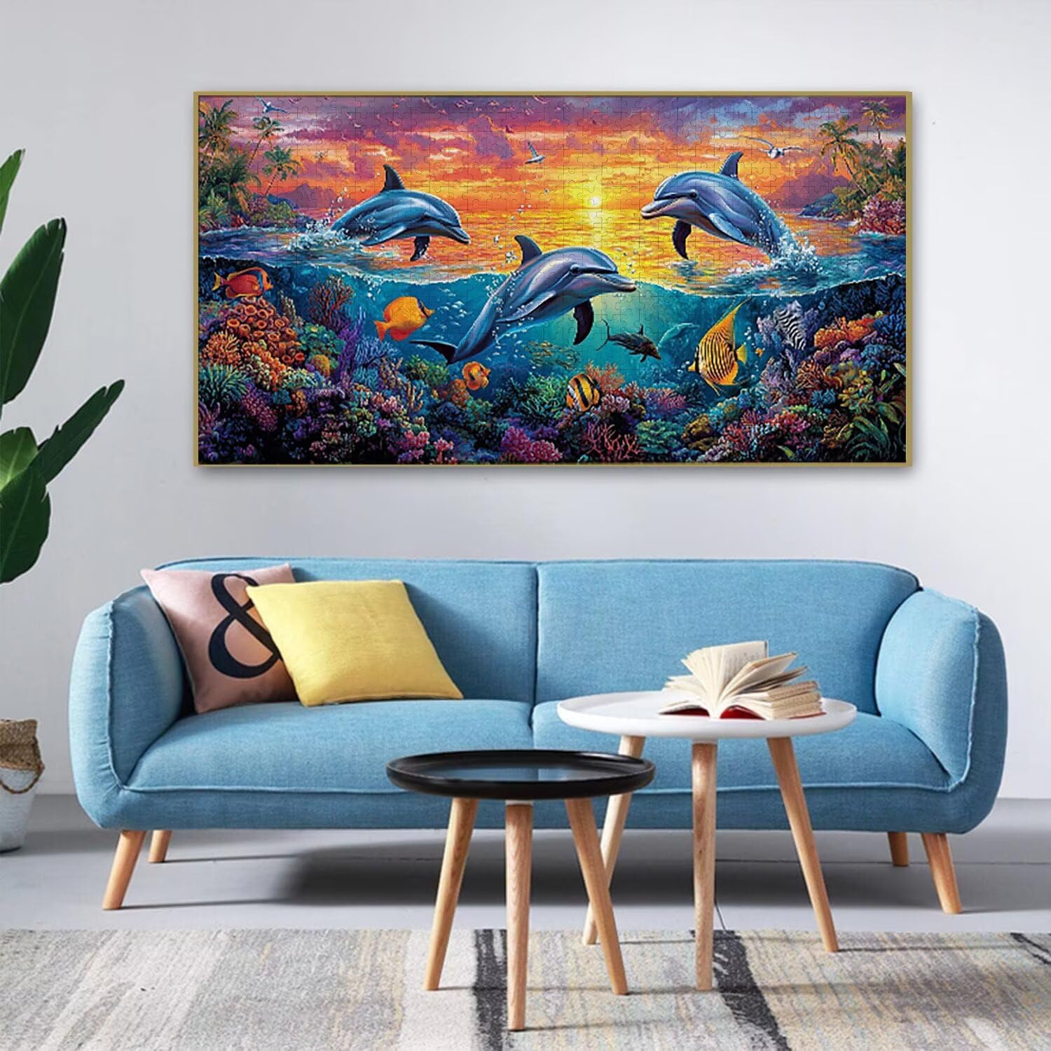 Puzzle dla dorosłych 900 elementów delfiny koralowe 87 x 34 cm niemożliwe trudne wyzwanie, puzzle dla dorosłych gra edukacyjna wyzwanie zabawki 900 elementów puzzli dla dorosłych, kreatywna rozrywka