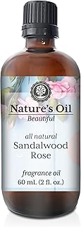 Nature's Oil All Natural Sandalwood Rose Fragrance Oil, 60mL, 100% Natural, Phthalate, Paraben, SLS + SLES Free, 100% Vegan, Cruelty Free