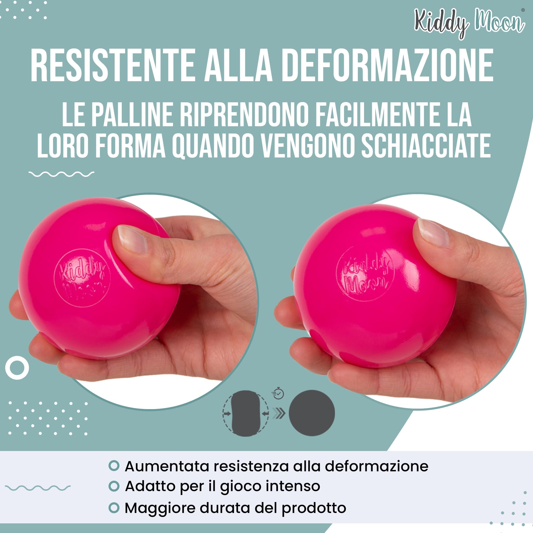 KiddyMoon Palline Colorate Morbide Per Piscina Bambini 100-1200 ∅6CM Fatto In UE