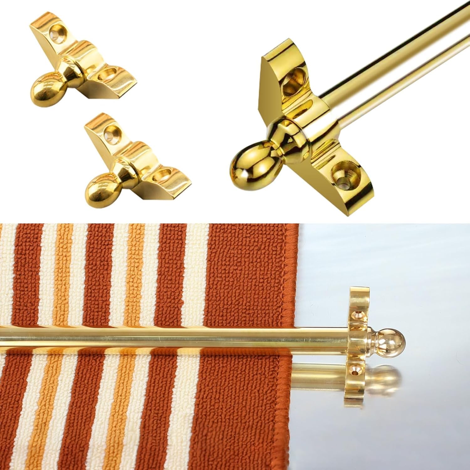 CGCSYZ Stair Carpet Rod, Brass Stair Carpet Rod with Round Finial for Fixing Stair Carpet, Stair Carpet Slider (12 Pcs 90cm (36inch))