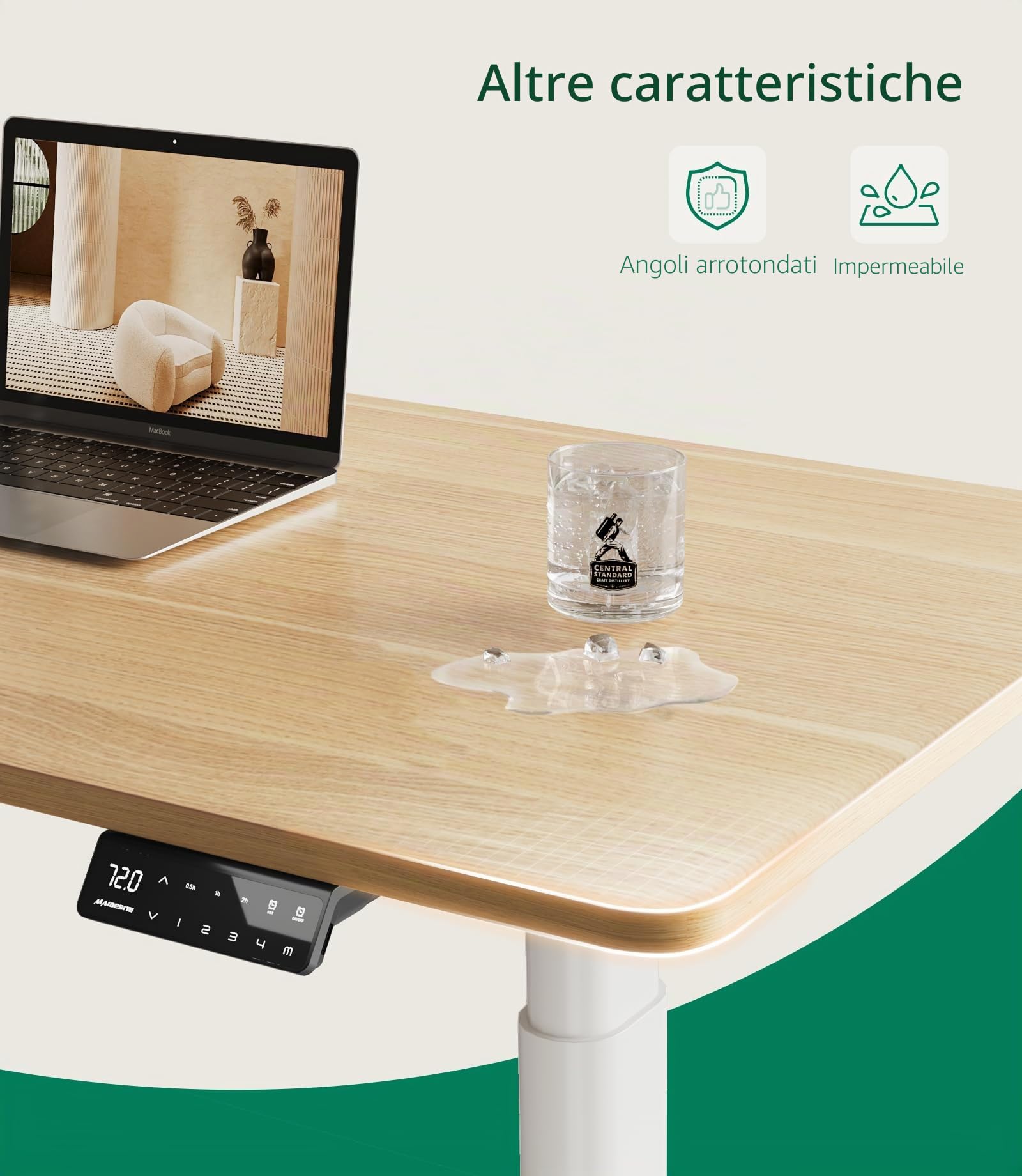 MAIDeSITe Piano da tavolo 140x70 cm con Spessore 25 mm - Piano da Tavolo Stabile per il DIY - Perfetto per Scrivanie Regolabili in Altezza (Casa e Ufficio)