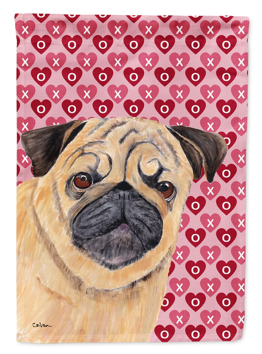 Portrait de Carlin Drapeau de Saint-Valentin sur toile haut de gamme Caroline's Treasures