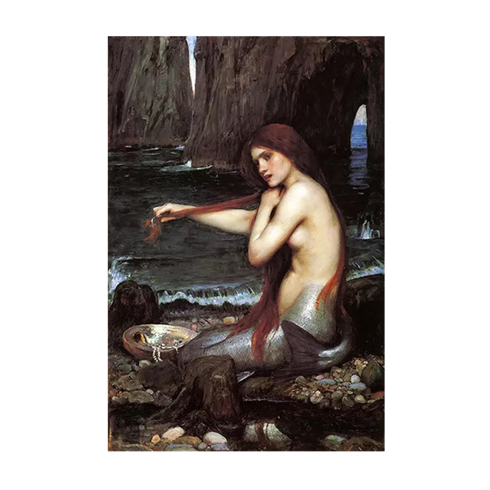 Lienzo abstracto arte de la pared carteles sirena John William Waterhouse retrato impresiones sala de estar pintura HD decoración del hogar imagen 80x100cm (32x39in) marco interior