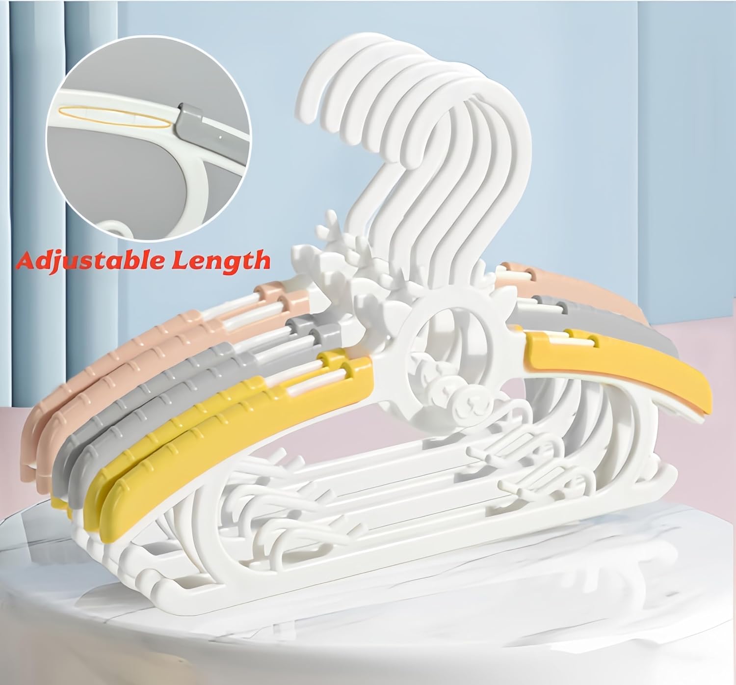 Baby Kids Clothes Hangers, 10 Pack Toddler Infant Nursery Childrens Hanger for Closet, Plastic Adjustable Stackable Hangers for Baby Clothes - Image 3
