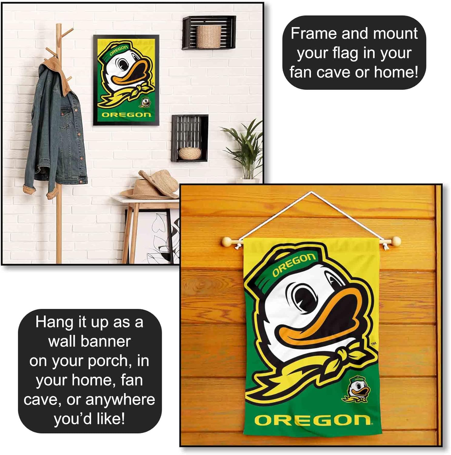 College Flags & Banners Co. Oregon Bold Mascot Double Sided Garden Yard Flag - Image 5