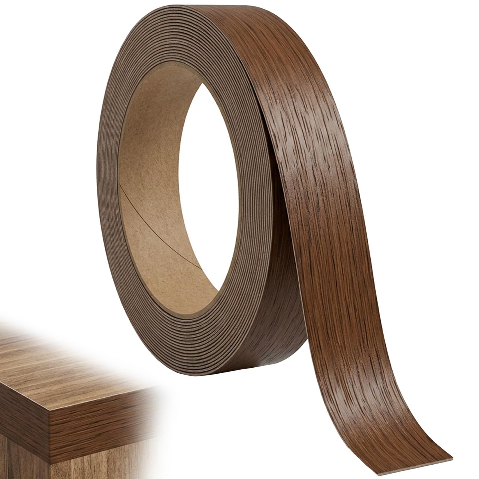 18mm x 10m Melamine Edge Tape, Worktop Edging Strip Wood Effect Repair Tape