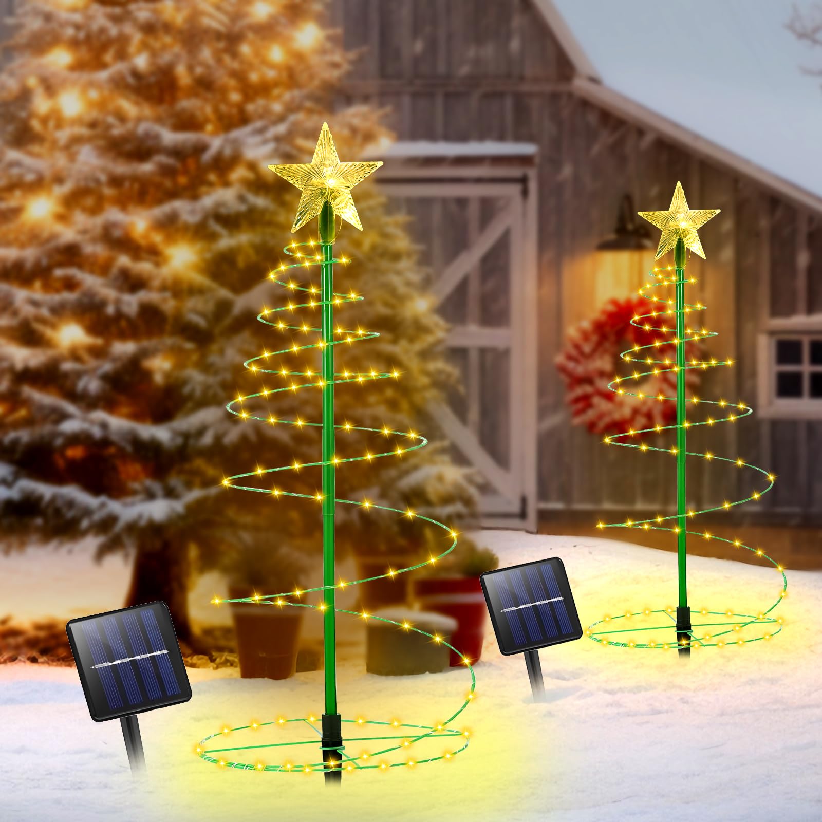 MZJAUVF Luces Solares Exterior Jardin, Luces Navidad Exterior Solares, Impermeable Luces Exteriores de Navidad Solar, Luces Solares Navidad Exterior con 8 Modos, Luces Navidad Solares para Jardín