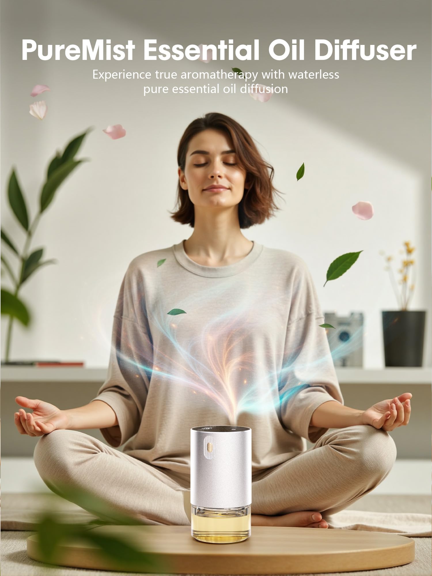 Difusor de aceite esencial sin agua, difusores recargables de aroma de aromaterapia para el hogar, coche, dormitorio, oficina, temporizador de 1/2/4/8 horas, capacidad de 100 ml, 3 niveles de niebla