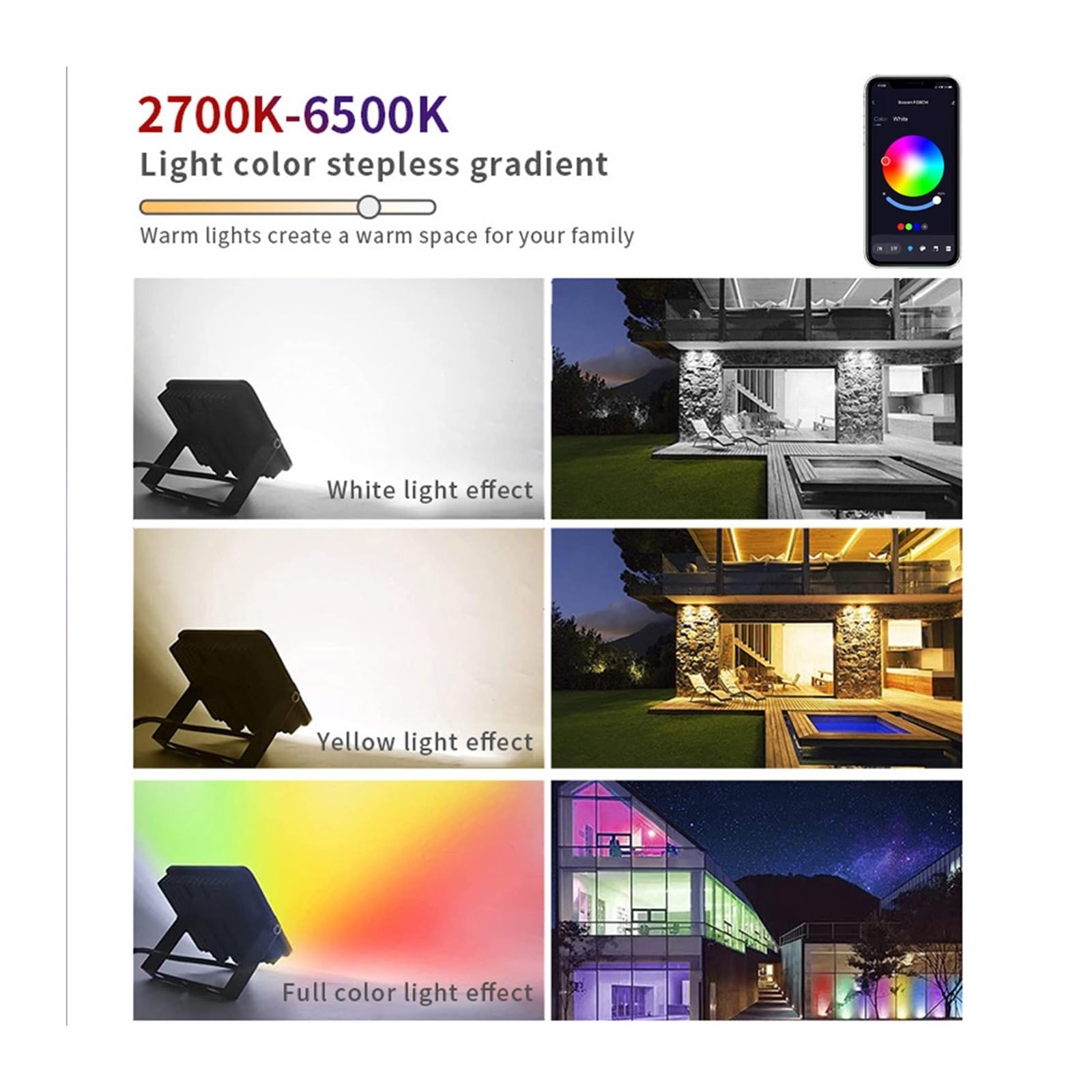 Esterno Tuya Smart Lighting Proiettore A LED 30W 50W 100W RGB Luce Esterna Controllo App Faretti da Esterno(100W RGBCW Smart)