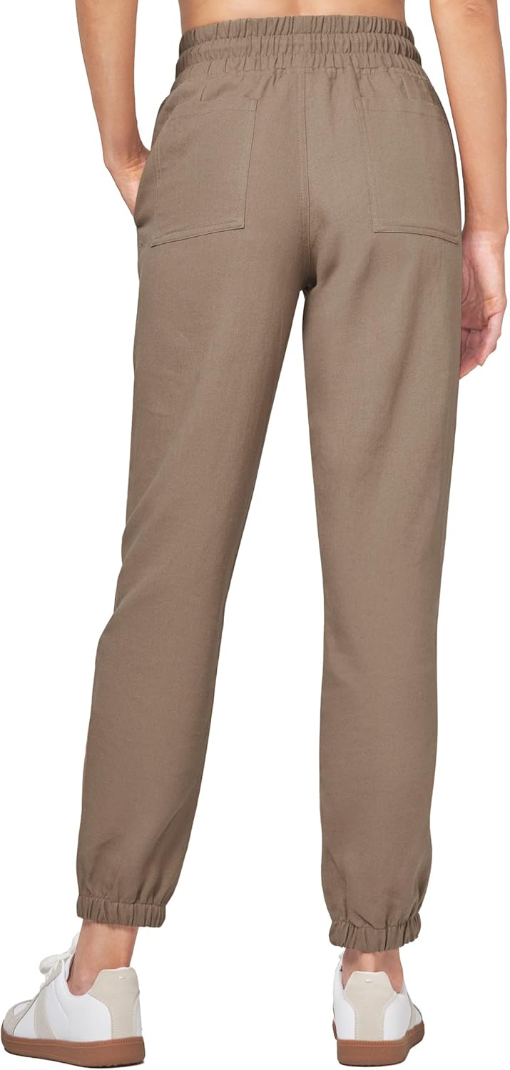 Willit Women Linen Pants Joggers Casual Lightweight Lounge Cotton Linen Travel Beach Summer Pants with Pockets 25.5"/28" - Image 3
