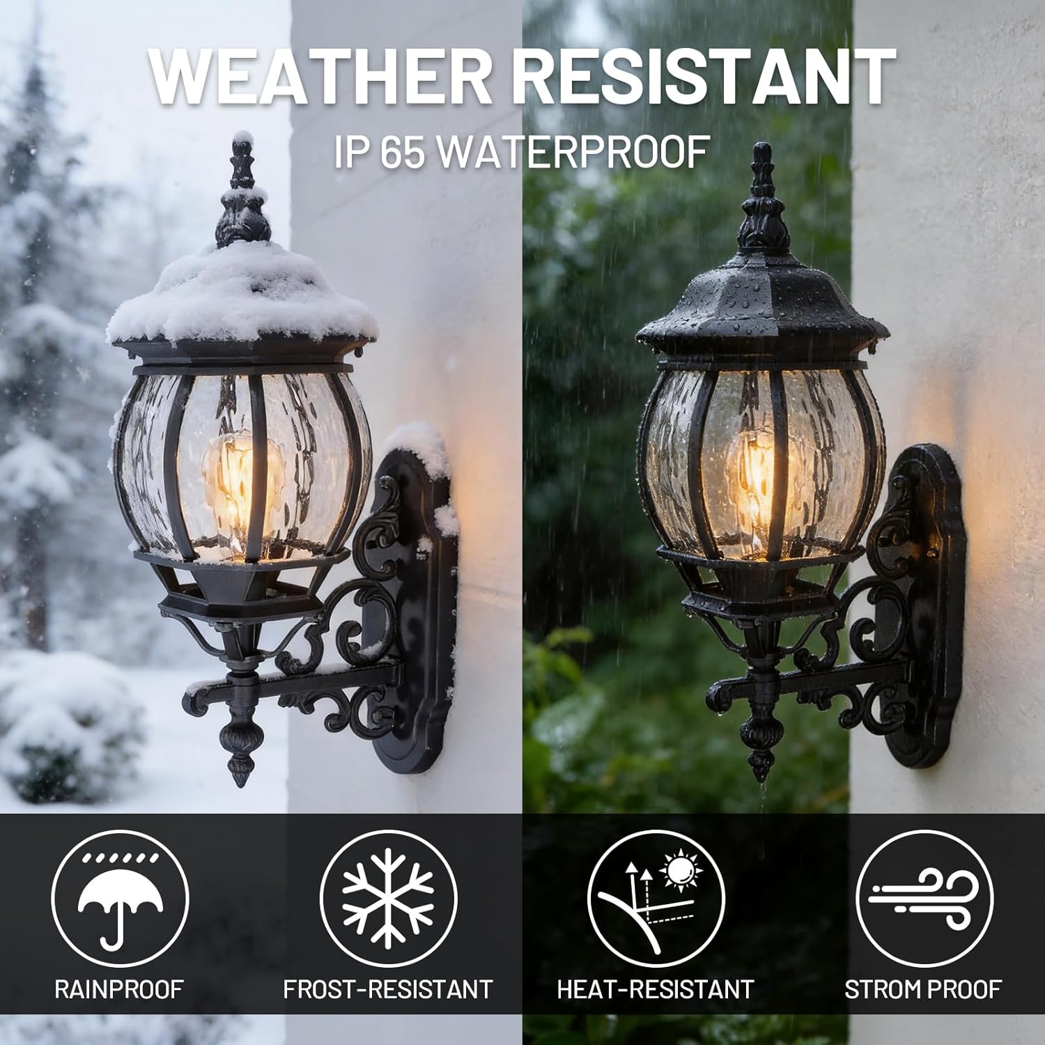 extra large outdoor wall lights for house, extra large black exterior lantern wall mount, waterproof front porch light fixture for garage & patio, outdoor sconce lighting