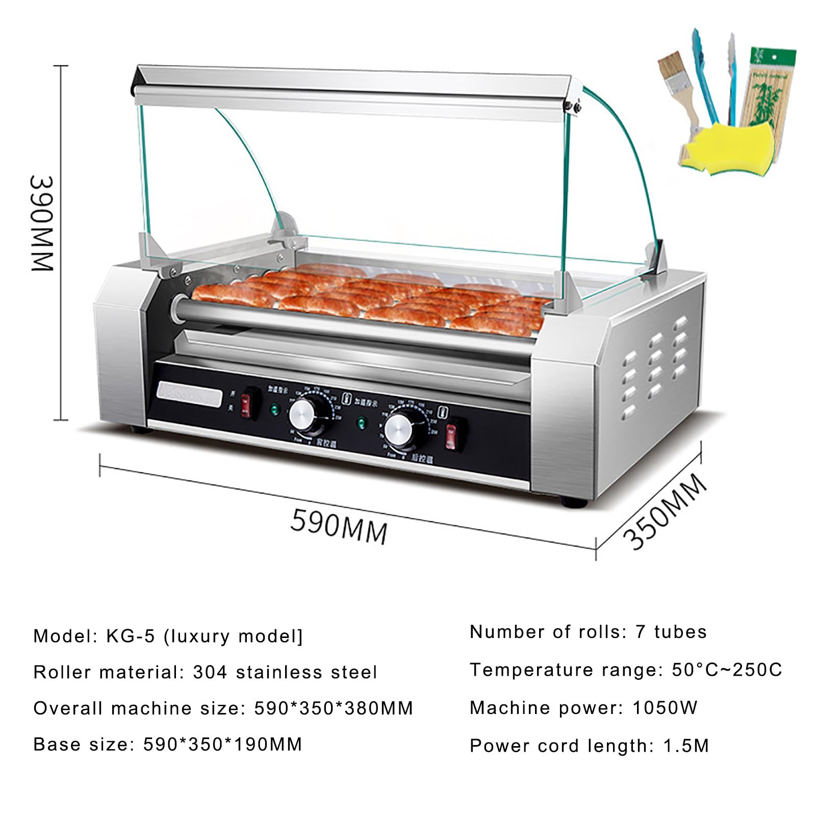 Asador Automático Comercial De Salchichas | Máquina Para Perritos Calientes Con Control De Temperatura Dual | Rodillo Para 18 Perritos Calientes | Acero Inoxidable | Uso Domés，acero inoxidable 304 9
