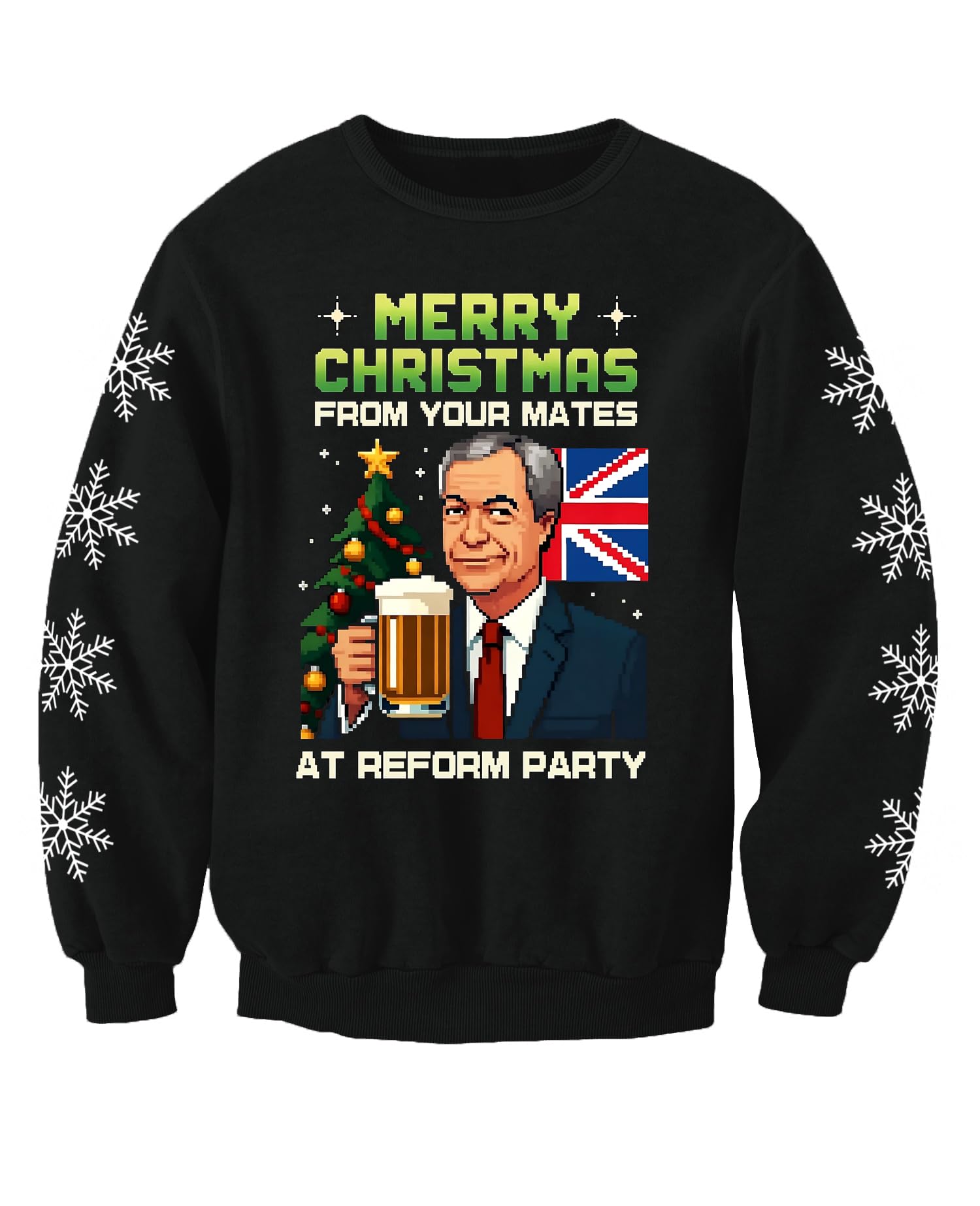 Christmas Jumpers - Nostalgic Unisex Black Funny Farage Adults Christmas Jumper Sweatshirt (Uk, Alpha, Xxl, Regular, Regular)