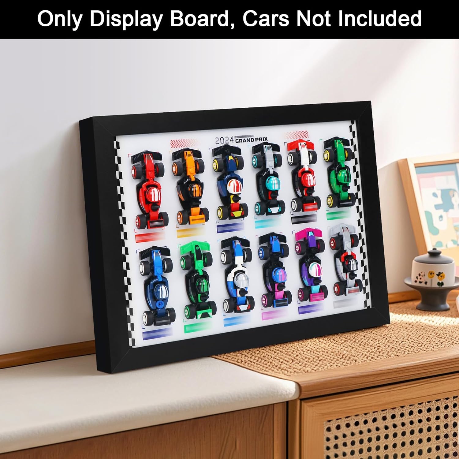Display Frame for Lego Collectible Race Cars - 66796, Wall Display Board & Desktop Showcase, for Motorsport Fans, Sleek Design (White)