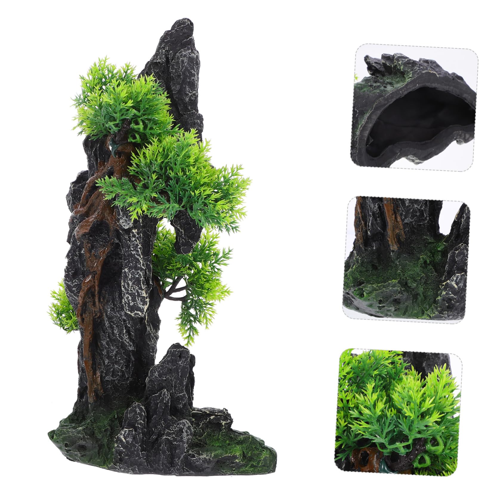 POPETPOP Decoraciones De Rocallas y Plantas Acuáticas Adorno para Acuario De Resina Figura Decorativa De Rocalla para Peceras Paisaje Artificial para Decoración De Roca Acuario