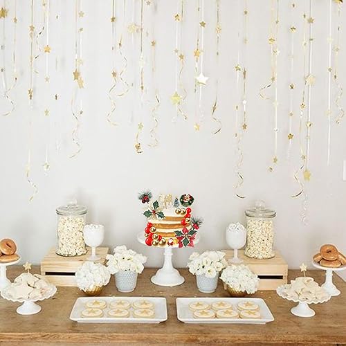 Vista 125 de Rsstarxi Paquete de 30 adornos navideños para cupcakes de hombre de jengibre con purpurina para baby shower, decoración para temática de Feliz