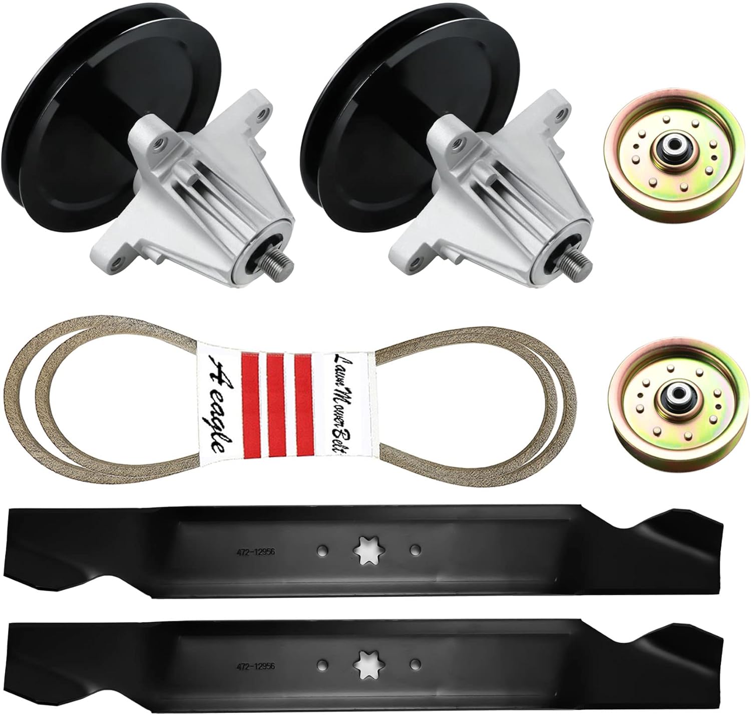 46″ Deck Mower Rebuild Kit Fits for Cub Cadet MTD LTX1045 LTX1046 LTX1046VT LT2000 LT2200, Includes 2 Spindles 618-04865 618-04636, 2 Idler 753-08171, 2 Blades 942-04244, 103" Belt 954-04219