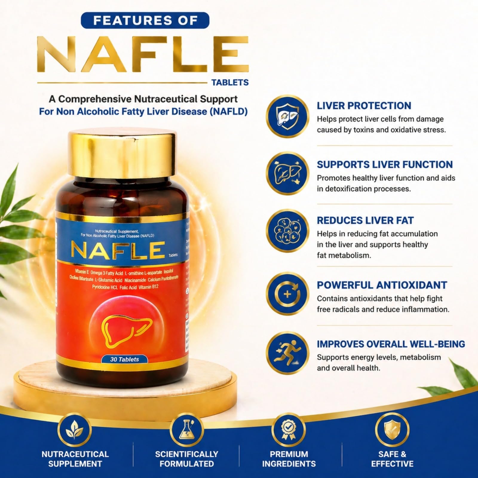 l carnitine fatty liver NAFLE Tablets - Nutraceutical Supplement for Non-Alcoholic Fatty Liver Disease (NAFLD) – 30 Tablets