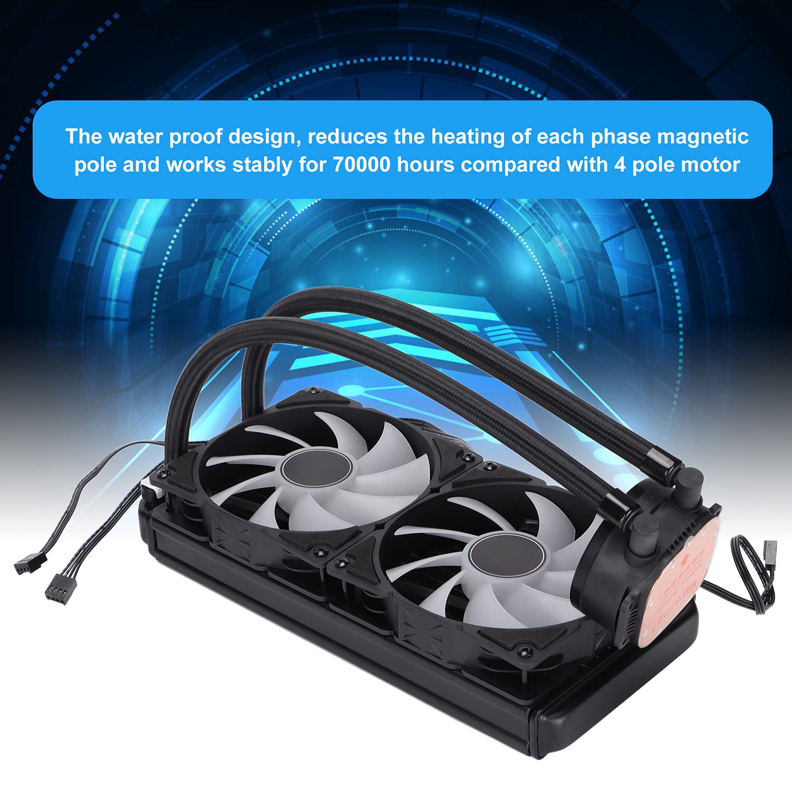 SIXRUN Wentylator CPU, 120mm Chłodzenie Wodne RGB 2200RPM