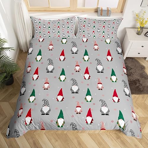 Miniatura 9 de Juego de funda de edredón de gnomos de Papá Noel escandinavos de Navidad, funda de edredón de Papá Noel para niños y niñas, funda de edredón de